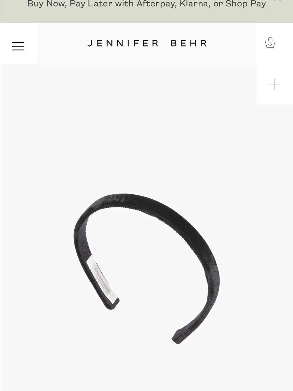 Jennifer Behr Lacey Headband in black silk velvet